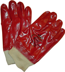 Red PVC Knitwrist Gloves per pair